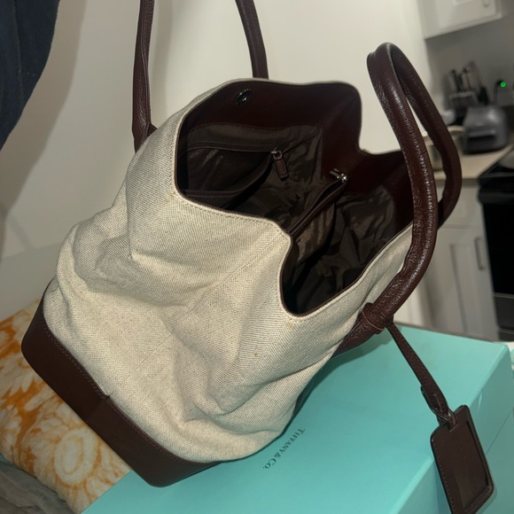 Tiffany & Co. Cream and Brown Tote Bag